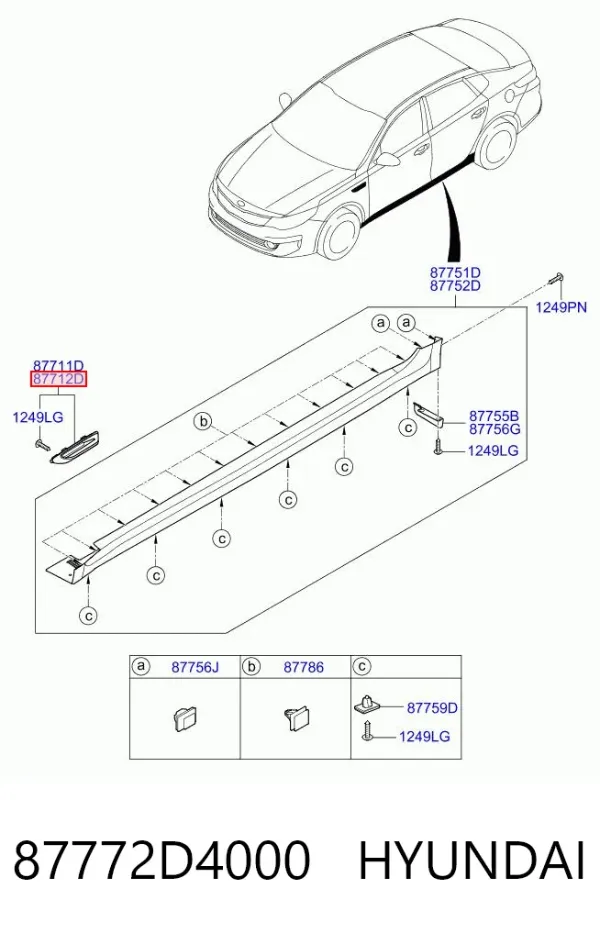 Накладка переднього правого крила 87772D4000 Hyundai/Kia