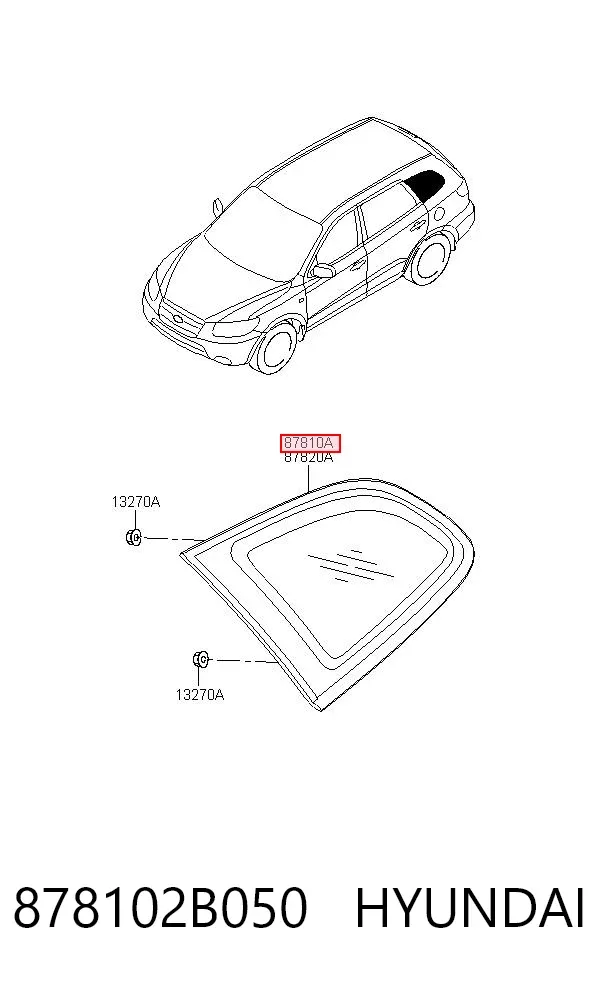Скло багажного відсіку, ліве 878102B050 Hyundai/Kia