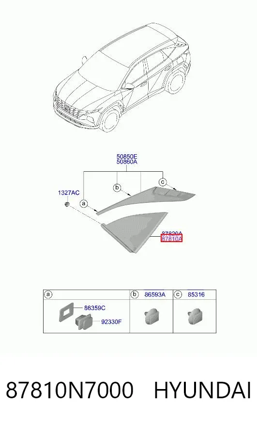 Скло багажного відсіку, ліве 87810N7000 Hyundai/Kia