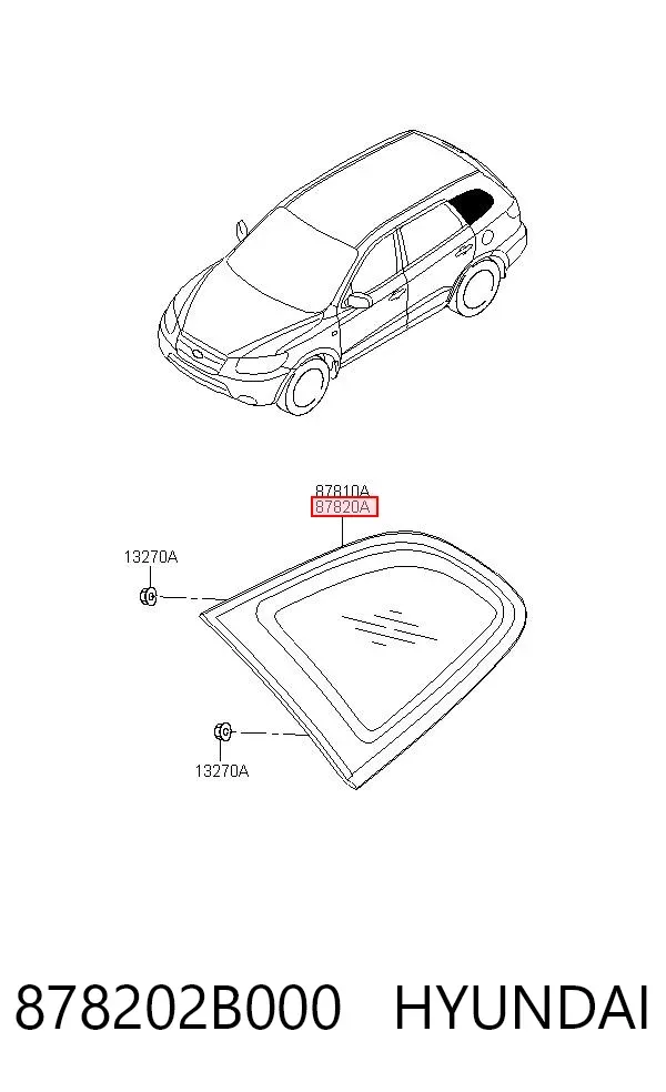Скло багажного відсіку, праве 878202B000 Hyundai/Kia