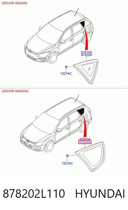 Скло багажного відсіку, праве 878202L110 Hyundai/Kia