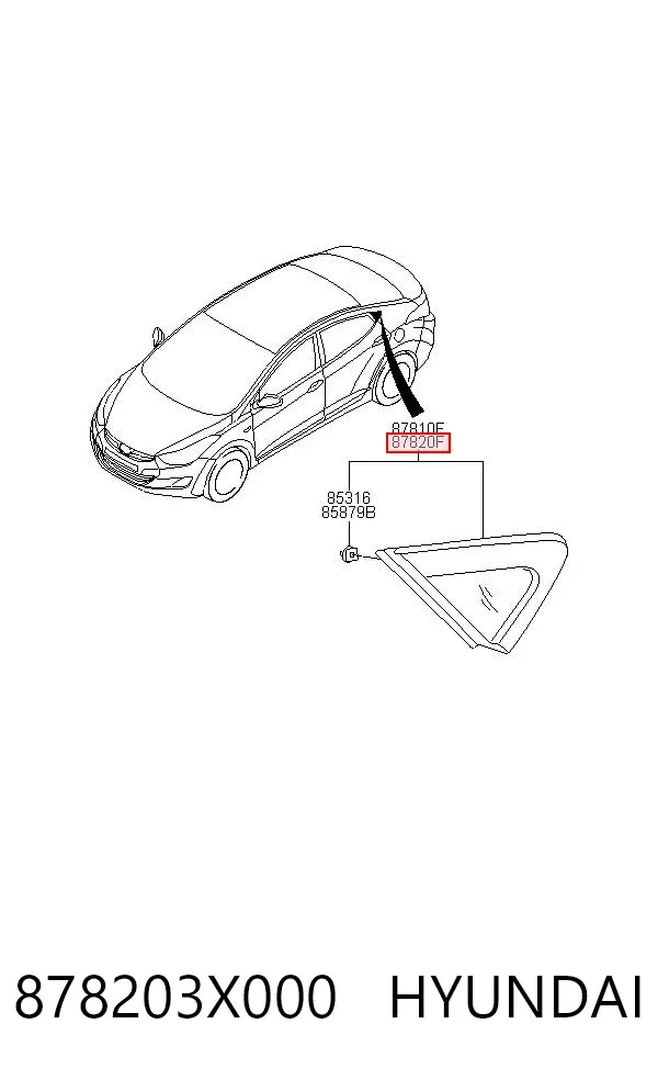 Скло багажного відсіку, праве 878203X000 Hyundai/Kia