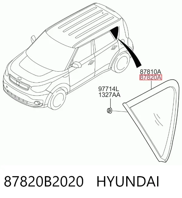 Скло багажного відсіку, праве 87820B2020 Hyundai/Kia