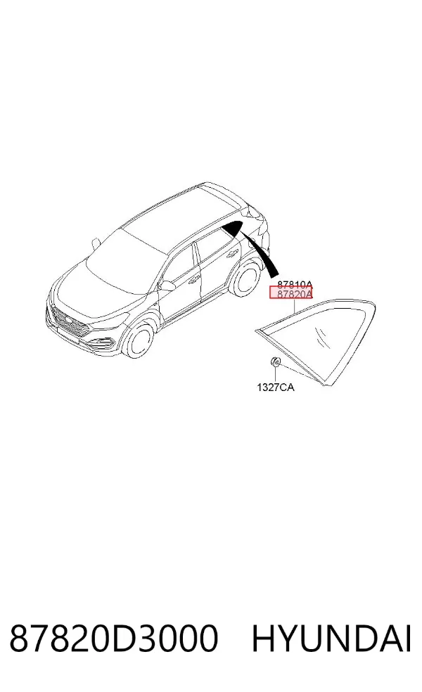 Скло багажного відсіку, праве 87820D3000 Hyundai/Kia