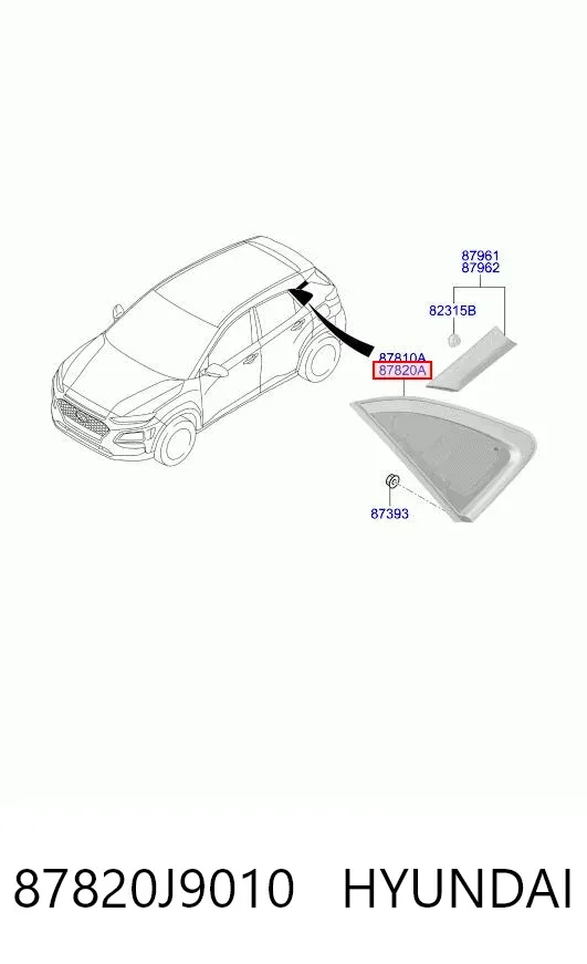 Скло багажного відсіку, праве 87820J9010 Hyundai/Kia