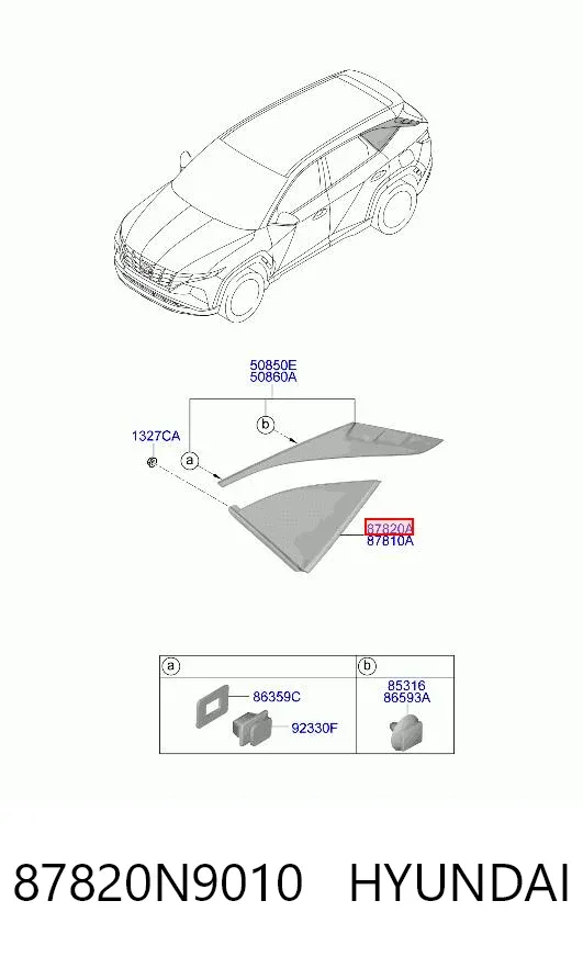 Скло багажного відсіку, праве 87820N9010 Hyundai/Kia