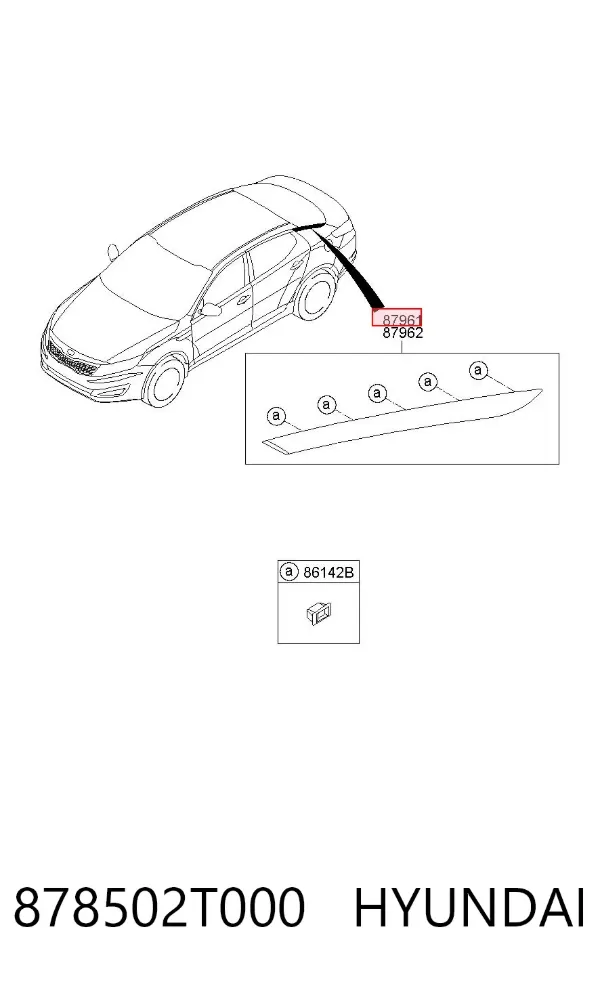 Молдинг заднього лівого крила 878502T000 Hyundai/Kia