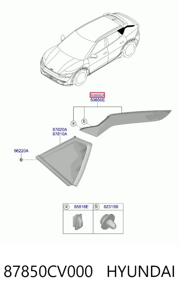 Накладка заднього лівого крила 87850CV000 Hyundai/Kia