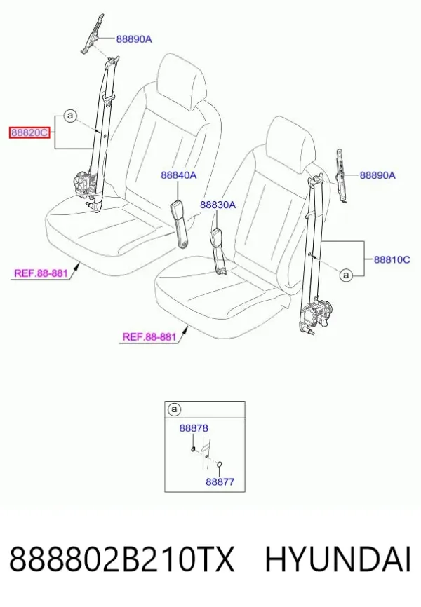 Пасок безпеки передній правий 888802B210TX Hyundai/Kia