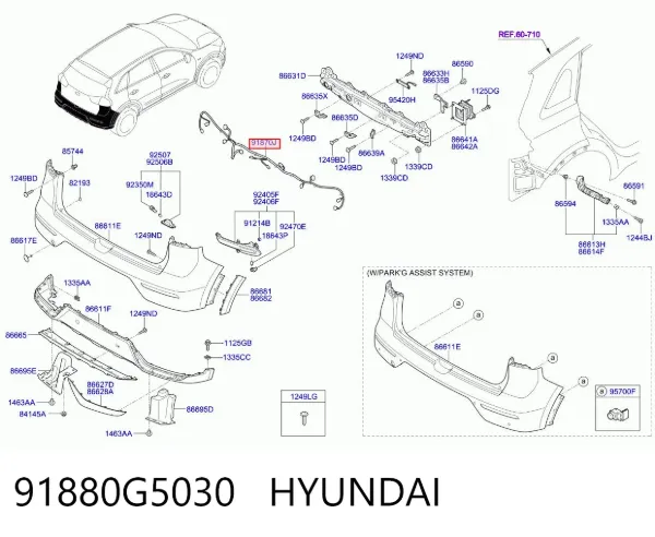 Кабель/дріт парктроника бампера, заднього 91880G5030 Hyundai/Kia