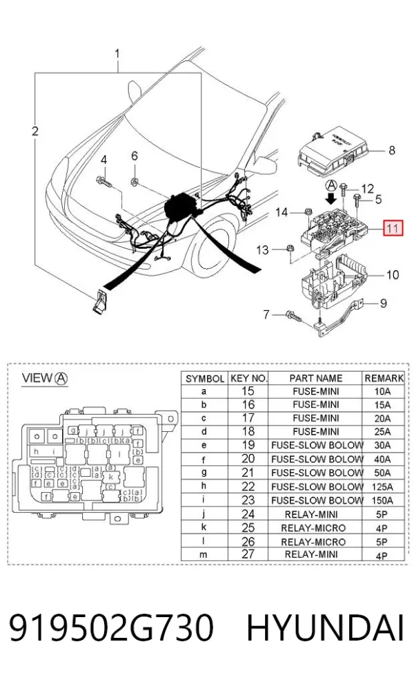 Блок запобіжників 919502G730 Hyundai/Kia