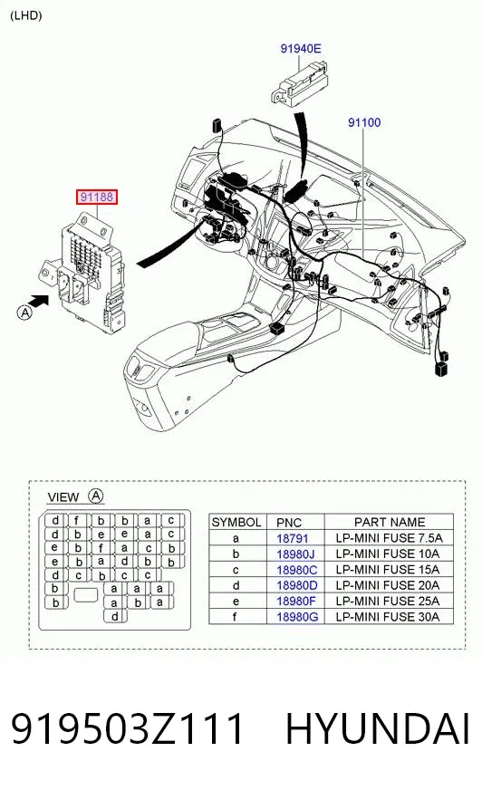Блок запобіжників 919503Z111 Hyundai/Kia