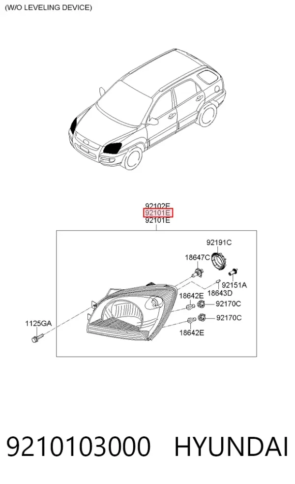 Фара ліва 9210103000 Hyundai/Kia