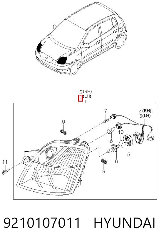Фара ліва 9210107011 Hyundai/Kia