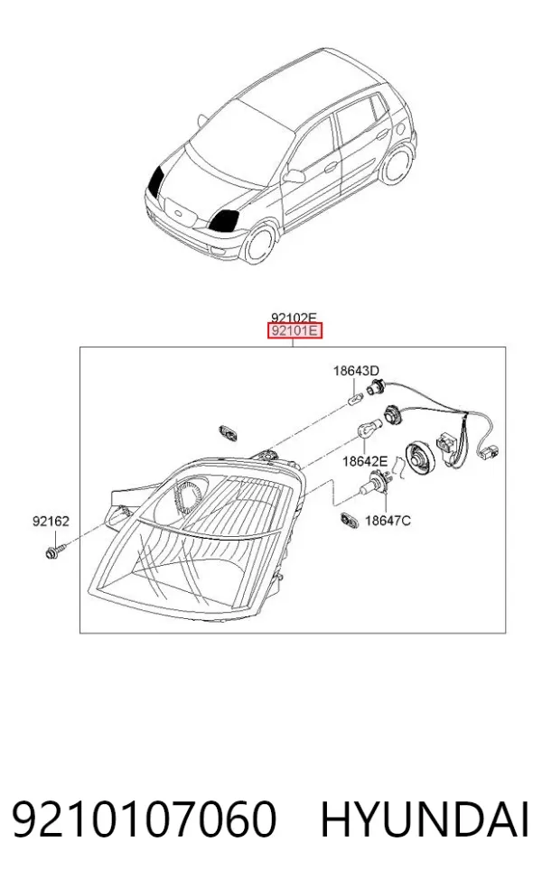 Фара ліва 9210107060 Hyundai/Kia