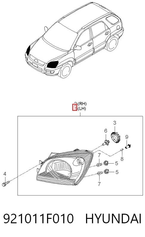 Фара ліва 921011F010 Hyundai/Kia