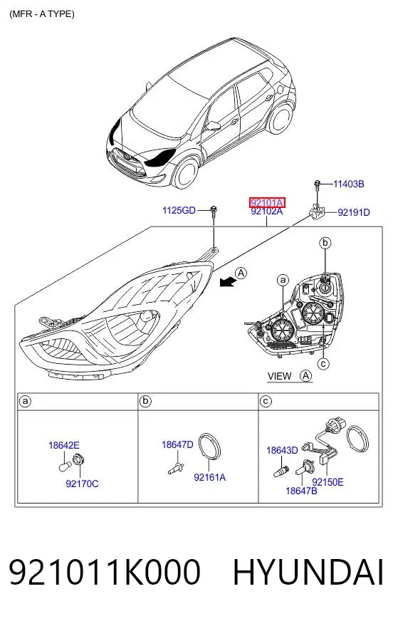 Фара ліва 921011K000 Hyundai/Kia