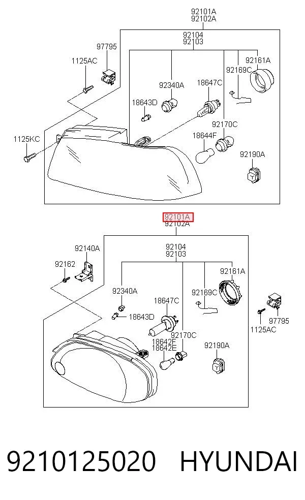 Фара ліва 9210125020 Hyundai/Kia