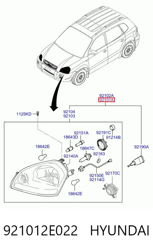 Фара ліва 921012E022 Hyundai/Kia