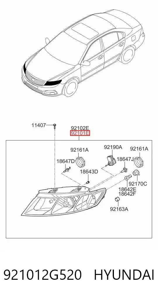 Фара ліва 921012G520 Hyundai/Kia