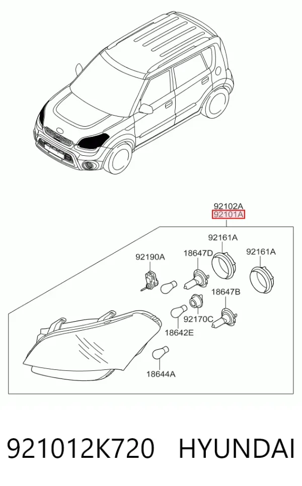 Фара ліва 921012K720 Hyundai/Kia