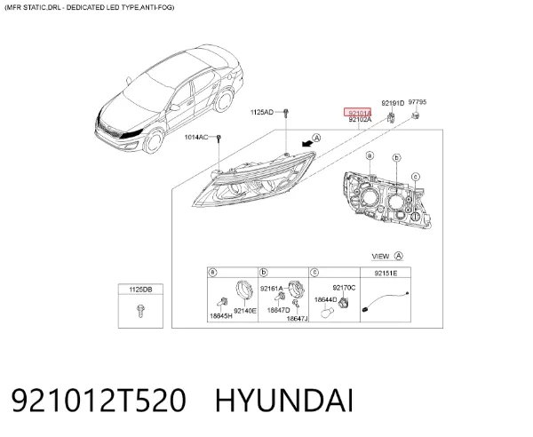 Фара ліва 921012T520 Hyundai/Kia