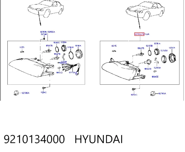 Фара ліва 9210134000 Hyundai/Kia