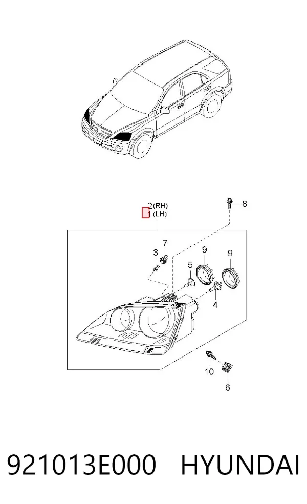 Фара ліва 921013E000 Hyundai/Kia
