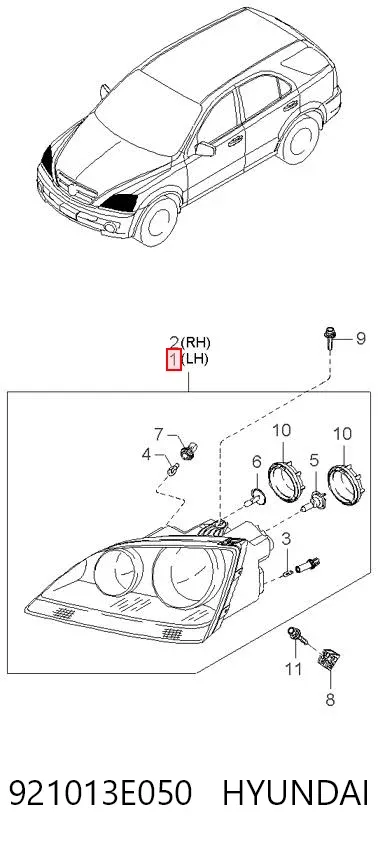 Фара ліва 921013E050 Hyundai/Kia