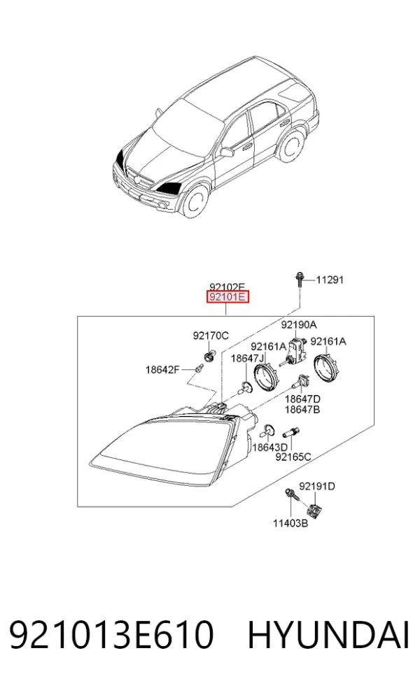 Фара ліва 921013E610 Hyundai/Kia