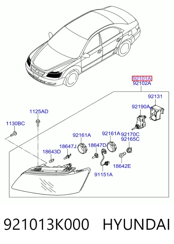 Фара ліва 921013K000 Hyundai/Kia