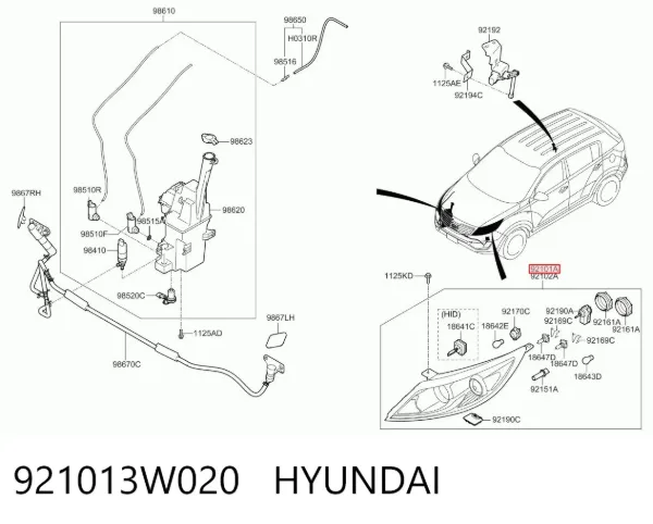 Фара ліва 921013W020 Hyundai/Kia