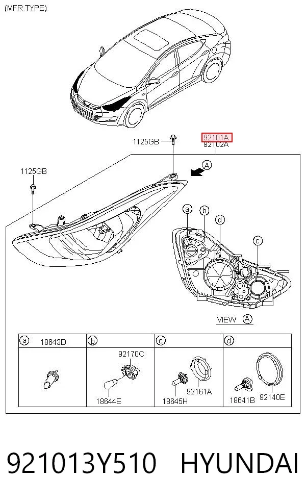 Фара ліва 921013Y510 Hyundai/Kia