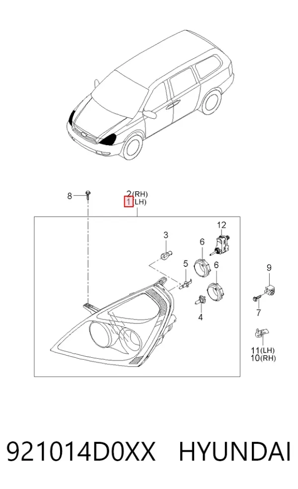 Фара ліва 921014D0XX Hyundai/Kia