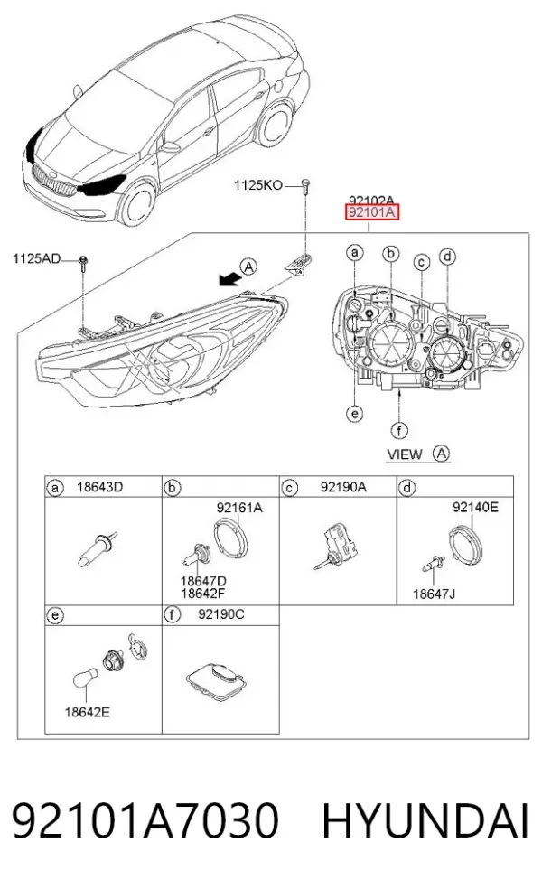 Фара ліва 92101A7030 Hyundai/Kia