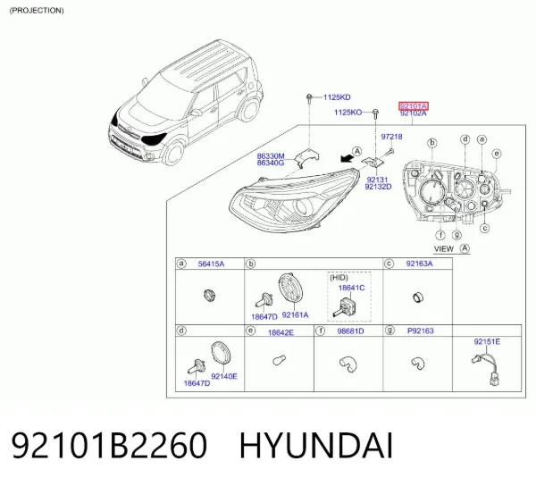 Фара ліва 92101B2260 Hyundai/Kia