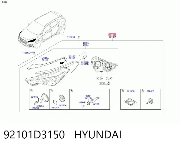 Фара ліва 92101D3150 Hyundai/Kia