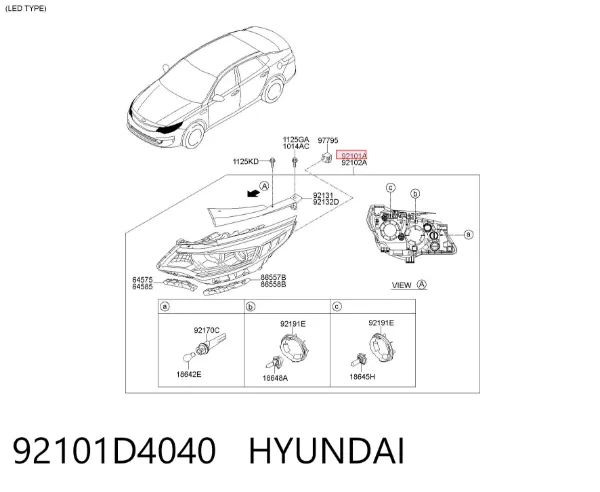 Фара ліва 92101D4040 Hyundai/Kia