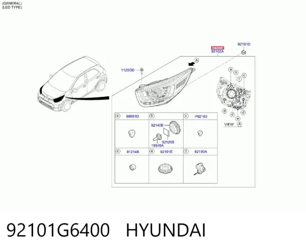 Фара ліва 92101G6400 Hyundai/Kia
