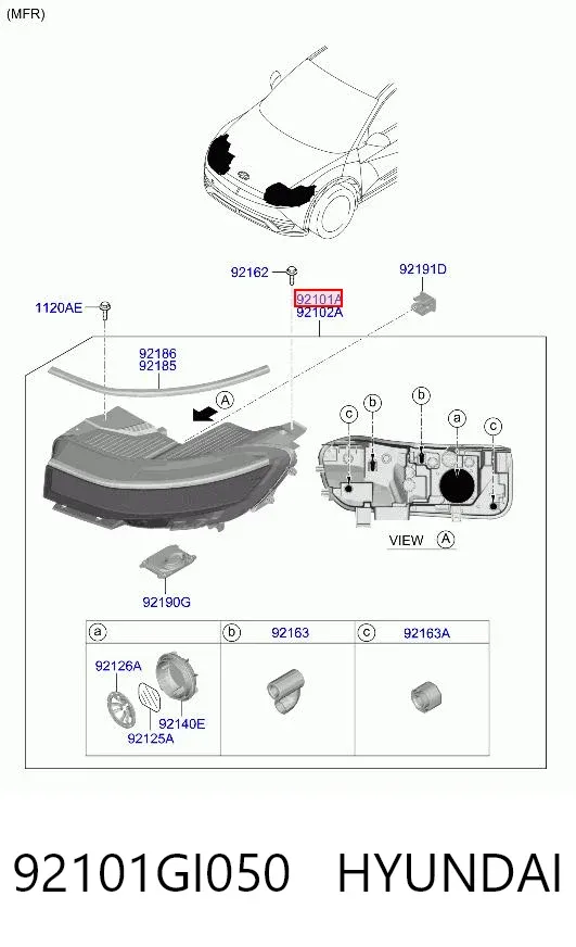 Фара ліва 92101GI050 Hyundai/Kia