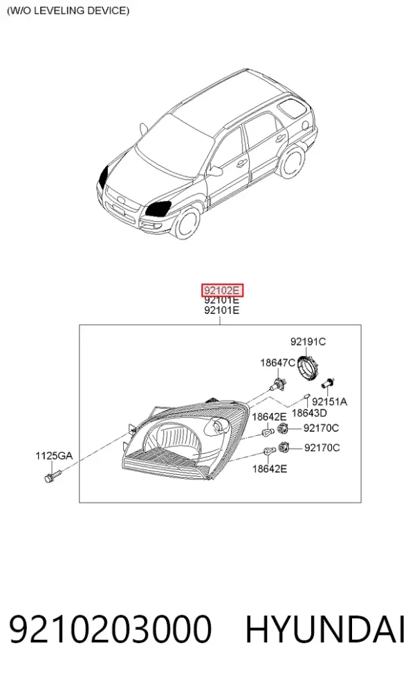 Фара права 9210203000 Hyundai/Kia