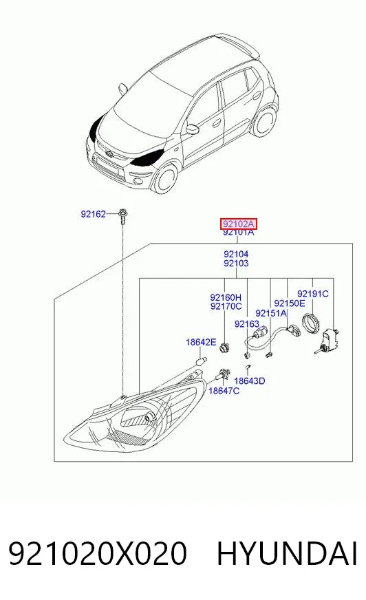 Фара права 921020X020 Hyundai/Kia