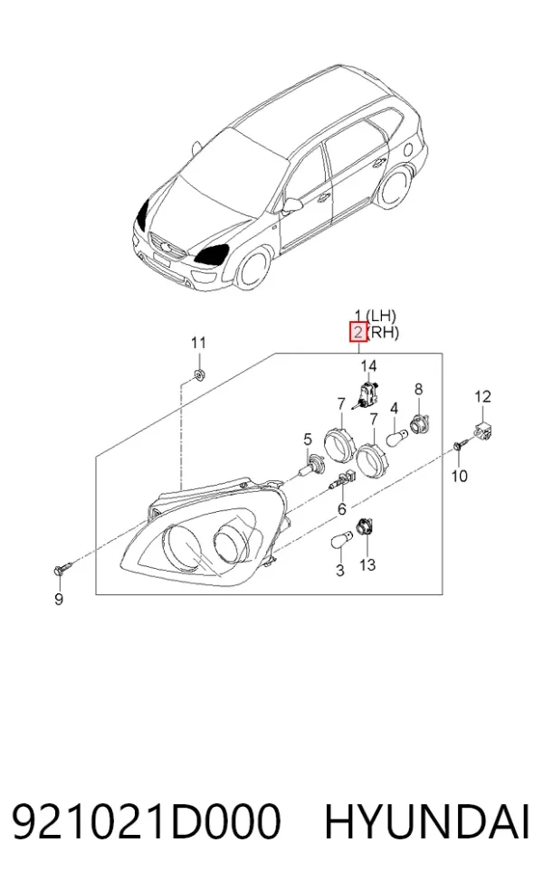Фара права 921021D000 Hyundai/Kia