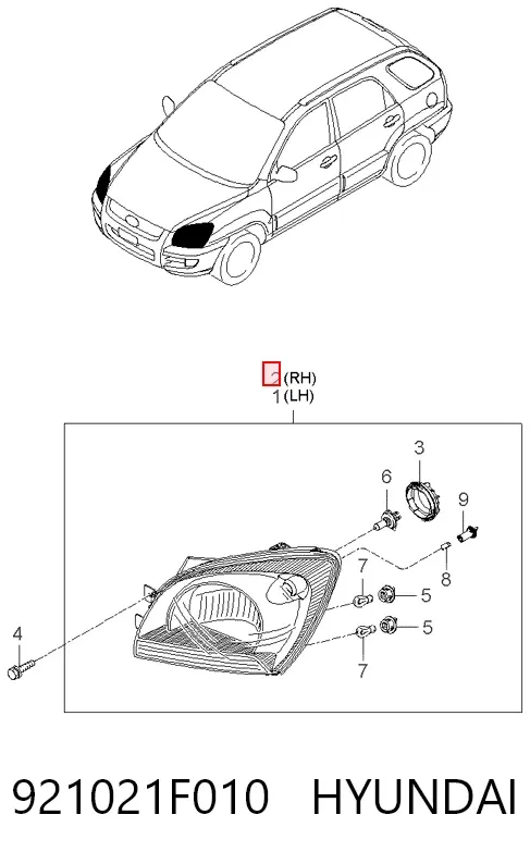 Фара права 921021F010 Hyundai/Kia