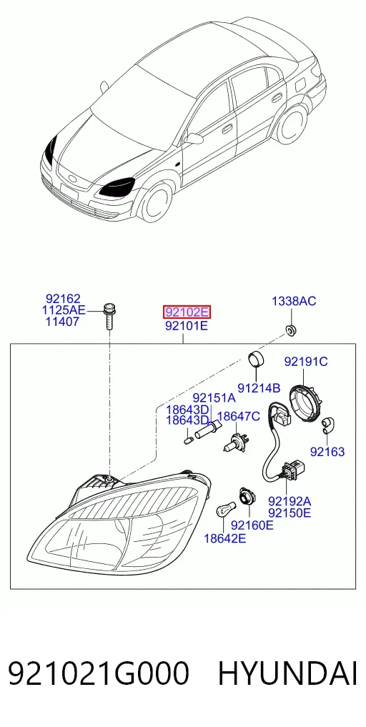 Фара права 921021G000 Hyundai/Kia