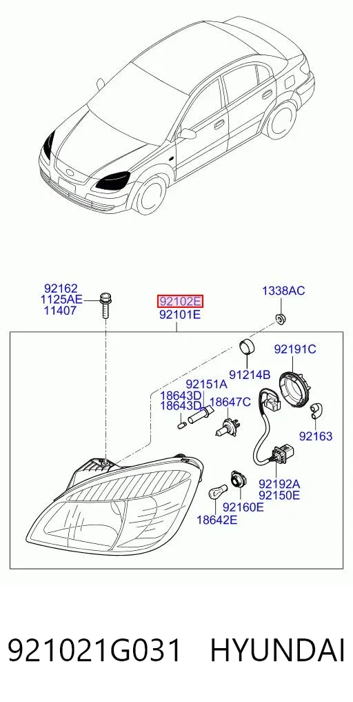 Фара права 921021G031 Hyundai/Kia