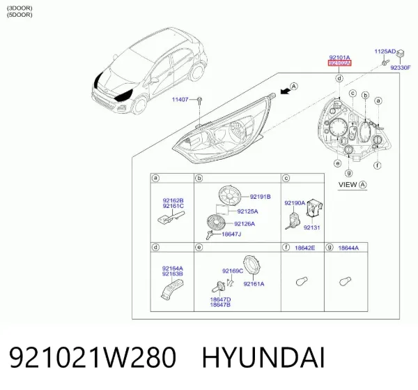 Фара права 921021W280 Hyundai/Kia