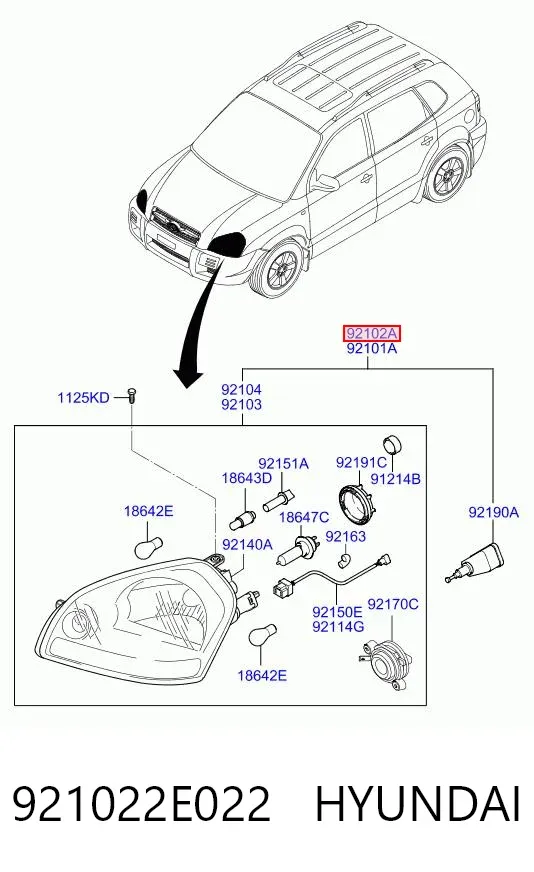 Фара права 921022E022 Hyundai/Kia
