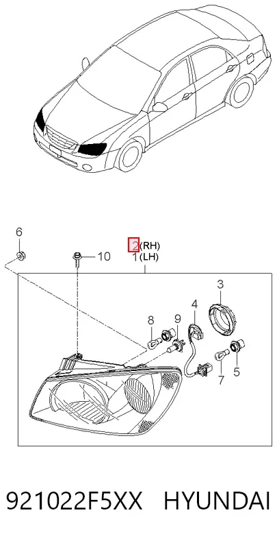 Фара права 921022F5XX Hyundai/Kia