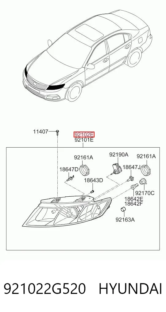 Фара права 921022G520 Hyundai/Kia